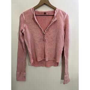 Y2K Free People FP One Colt Waffle Knit Henley S Bohemian Thermal Festival